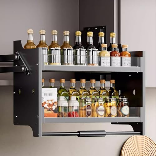 EMYJAY Cabinet Pull Down Shelving System,Kitchen Cabinet Storage Pull Down Shelf for Kitchen Cafe Storage Kitchen Cabinet Pull Down Shelf Upper(500mm)