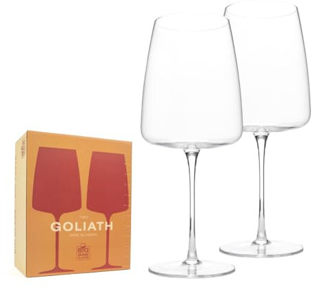 Big Wine Glasses Juego de 2 copas de vino gigantes de gran tamaño, copa de vino tinto y blanco con tallo, cristal soplado a mano, Goliath 1,105.6 g