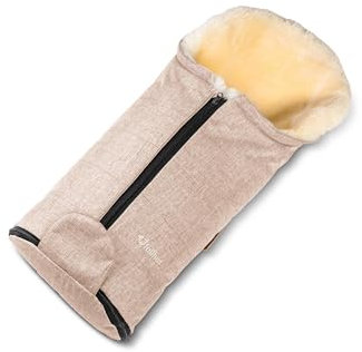 Fellhof Fellsack Gastein Canvas | Lammfell Fußsack Kinderwagen Winter & Babyschale ab Geburt | Fußsack Buggy 100% Merino-Lammfell | Atmungsaktiv & waschbar | Inkl. Baumwoll-Windel