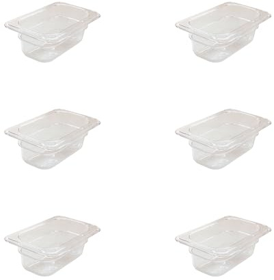 AcMax 6 Stück Gastronormbehälter GN 1/9 Polycarbonat GN-Behälter 0,6 Liter Tiefe 65mm Kunststoff