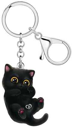 DALANE Acryl Niedliche Schwarze Katze Schlüsselanhänger Autoschlüssel Brieftasche Kätzchen Haustiere Schlüsselbund Schlüsselringe für Damen Mädchen Katze Mom Geschenke Zubehör (Tinte)