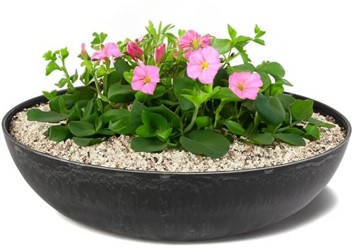 matches21 HOME & HOBBY Vaso per piante per esterni, in marmorizzato nero, 45 x 13 cm, resistente alle intemperie