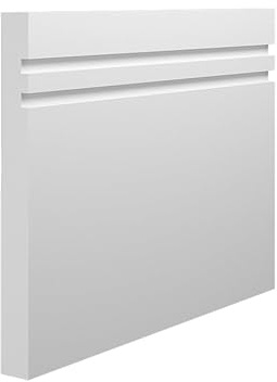 Grooved 2 Square MDF Skirting Board - 120mm x 15mm x 4200mm, White Primed (Pack of 5)