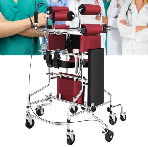 Rollator für Senioren, 8 Räder Erwachsene Lauflernhilfe mit Sitz und Bremsen, Hemiplegie Schlaganfall Rehabilitationshilfe Standgestell