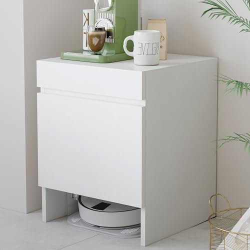 Valdoza Versteckter Staubsauger-Schrank Mit Türen, Platzsparender Holzschrank Mit Ausziehbarer Oberseite Zum Wasserwechsel, Für Wohnzimmer, Schlafzimmer, Küche(White)