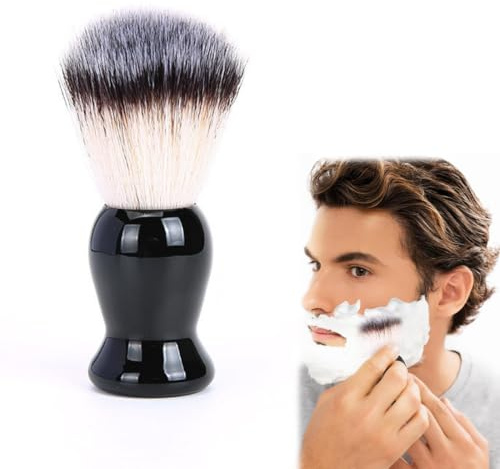 GNALIA Pennello Da Barba Sintetico - 1 Unità Nero Per Barba, Spazzola Da Rasatura Professionale 10.5 Cm, Accessorio Regalo Uomo, Crema Schiuma Da Barba.