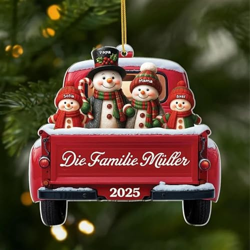 Geschenke Mall Personalisiertes Ornamente - Die Familie - Weihnachtskugel mit Namen, Personalisierte weihnachtsdeko, Personalisiert christbaumkugel (Modell #9)