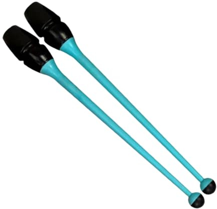 LOVIVER 2 Pezzi di Bastoncini da Ginnastica, Clavette per Ritmica con Impugnatura Antiscivolo in Gomma, Lunghezza 36 cm, Design Multicolore per Danza, Allenamento e Competizioni di Ginnastica, Blu