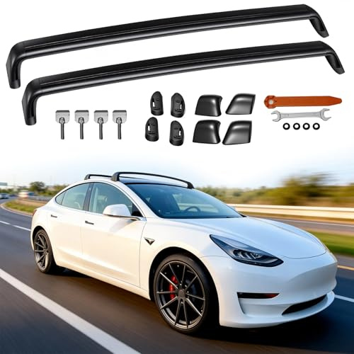 NBYTLT 2PCS Cross Bar Compatible with Tesla Model Y 2021-2025 | Lockable Rooftop Luggage Cargo Carrier, Roof Racks Exterior Accessories for Bike, Cargo Box, Car, Black