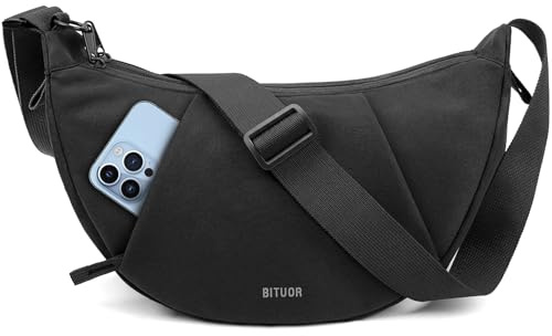 Umhängetasche Damen Anti-Diebstahl Halbmond Tasche Halbrunde Schultertasche | Anti-Diebstahl,2 große Fächer