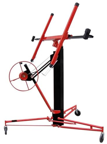 LoogCape Elevador de placas de acero con altura de trabajo ajustable hasta 335 cm, carga máxima de 68 kg, plegable, para placas de hasta 488 x 122 cm, con ruedas, frenos, para construcción, industria