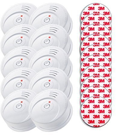 Jeising GS506 G 10er Set Rauchmelder mit 10 Jahre Batterie inkl. 10 x Magnetbefestigung Magnetopad Magnethalter