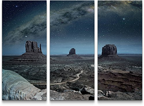 Paul Sinus Art Leinwandbilder | Bilder Leinwand 130x90cm Milchstraße über dem Monument Valley