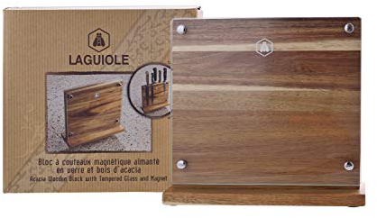 LAGUIOLE - Bloc Repose Couteau Aimanté en Bois d’Accacia 25cm
