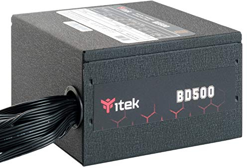 Itek Alimentatore per PC BD500-500 Watt, Ventola HDB Hydraulic Dynamic Bearing da 12 mm, Protezione PFC attiva, Convertitore Switching DC to DC