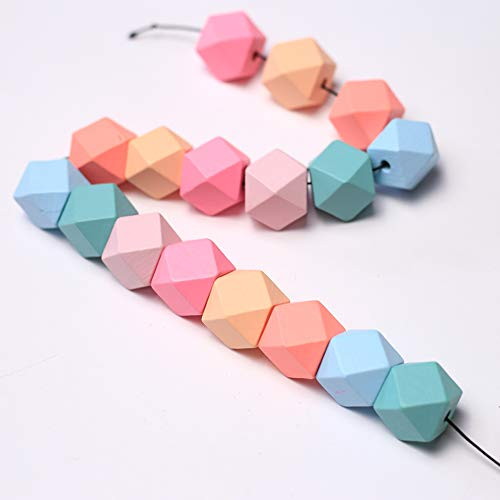 DAHI holzperlen 60stk bunt holzkugeln 20mm gemischte holz perlen mit loch bastelnperlen für DIY Schmuck Herstellung (bunt-C/20mm-60stk)