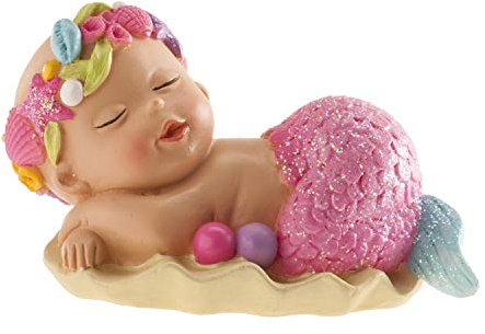 Dekora - Taufe Deko Tortenfigur für Tauftorte Mädchen mit Meerjungfraukostüm - 10 cm
