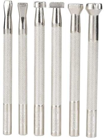 6 piezas de herramientas de estampado de cuero Tallado de cuero Herramientas de fabricación de sillines de trabajo Juego de tallado de cuero con patrón de impresión(6 piezas)