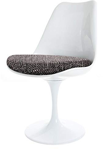 Fusion Living Sedia Lucida - Cuscino Testurizzato - Sedie da Pranzo Moderne, da Cucina o da Ufficio - Bianco con Cuscino Grigio