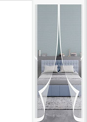 Insektenschutz Vorhang 120 x 210 cm Fliegenschutz Ohne Bohren selbstklebend Fliegengitter Tür Für Balkontü Terrassentür Fenstertüren Garage, Weiß