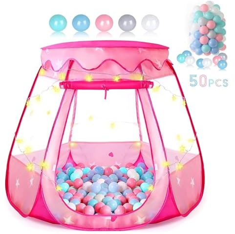 Bay Ball Pool with 50 Ball, Po U Price Tet with Starry Light for 1 2 3 Year Old Birthday Gift, Bay Girl Toy 1218 Moth, Toy with Bag