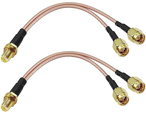 XMSJSIY SMA Y Splitter Cable SMA Female to Dual Male Coaxial RG316 Extension Lead Cable Adapter for GSM/GPRS/WiFi Network Card Module -15CM - 2pcs