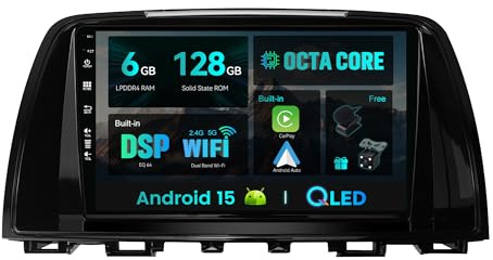 SXAUTO - 6G+128G - Android 15 IPS Car Stereo For Mazda ATENZA Mazda 6 (2012-2015) - Wireless CarPlay/Android Auto - LED Camera + MIC - 9 Inch 2 Din - DAB Steering Wheel Fast-boot 360-CAM WIFI