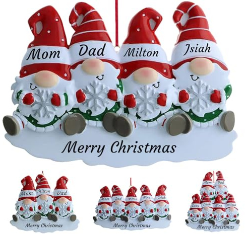 WERWAES Weihnachtsbaum Anhänger mit 2/3/4/5/6/7/8 Familiennamen Weihnachtsdeko 2025 Personalisierte Weihnachtskugeln Christbaumschmuck Anhänger