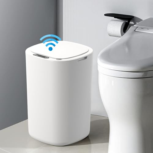 12L Intelligenter Mülleimer mit Smart Sensor - Automatik Abfallbehälter für Küche/Bad/Büro - ABS-Kunststoff, Touchless, Wasserdicht mit Deckel (Weiß)