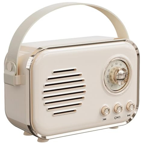 Retro Bluetooth Speaker, Vintage Portable Wireless Bluetooth Speaker Loud Volume FM Radio Bluetooth 5.0 Support TF Card AUX Fashioned Classic Old Style for Bedroom Kitchen Outdoor (Yellow)