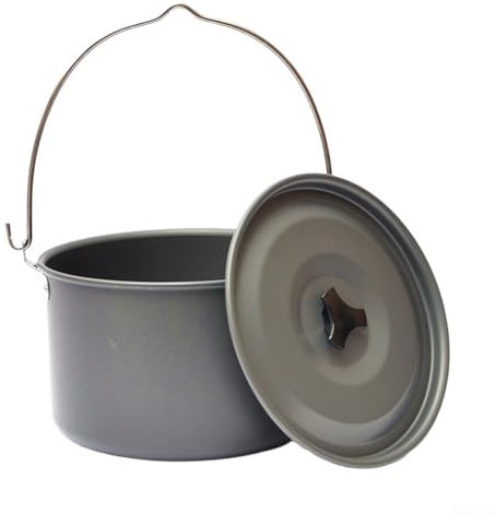 Olla colgante, olla colgante para acampar al aire libre, solución de cocina al aire libre, olla con tapa para senderismo, montañismo