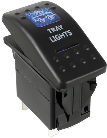 HUAREW Auto 12V Led Blu Luce Pannello Interruttore, 5Pin SPST Interruttore a levetta Impermeabile per Auto, Cruscotti, Luci (Tray light)