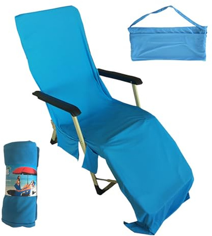 rongweiwang Brentford Sun Lounger Towel With Convenient Storage | Beach Towel With Pockets Beach Chair Cover Fiber Holiday Sunbed, A