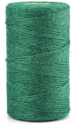 2mm Jute Garden String Twine, 3 Ply Art Linen String for DIY ，100m Long Natural Jute Twine Green for Gardening Floristry and Crafts Decoration
