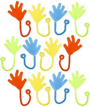 CMC imports 48 x Klatschhand Kinder – Glibberhand aus Gummi, 20 cm lang, 4 Farben gemischt, Mitgebsel Kindergeburtstag, Partyspiel, Gastgeschenk, Glibber Spielzeug, Schleuderhand, Sticky Toy
