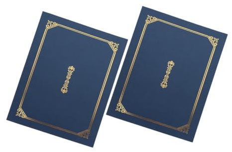 Sewroro 2 Pièces Couvre Diplôme Lot de Protège Documents Élégant pour Certificats et Diplômes pour de Prix Stockage de Documents Couverture Bleu Profond avec Dorure