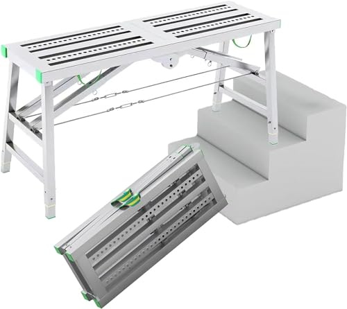 DRFGNF Andamio Plegable Multiusos de 40 cm de Ancho y 5 Marchas de Altura Ajustable, Ideal para Trabajos de Mantenimiento y mejoras del hogar.