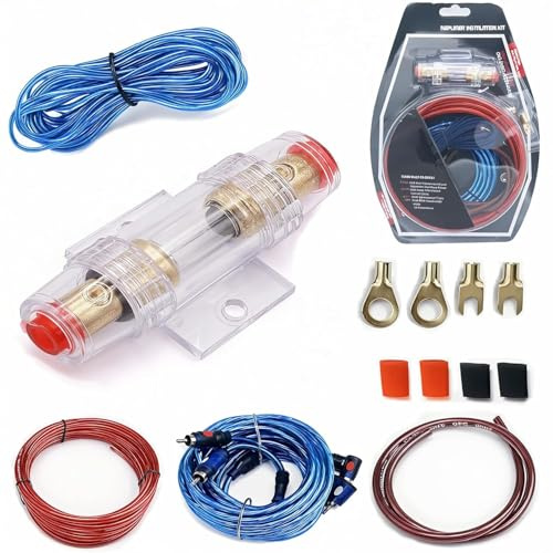 JUXINE 10GA Kfz Verstärker Kabelsatz Auto Verstärker Kabel Set, Verstärker Endstufe Kabel 1500w Car Audio Wire 4,5 m Stromkabel Installations-Set Verstärker Endstufe Kabel (MIX1)