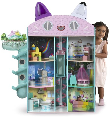 Gabby’s Dollhouse Purrfect Playhouse by Delta Children – Features Sounds & Light Up Ear - Includes 20 Accessories - Fits 8-inch Dolls - Pretend Play Dream Gift for Ages 3