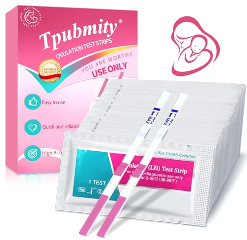 50 Pieces Ovulation Test Strips, Fertility Predictor Testing Sticks, Individually Wrapped Ovulation Pregnancy Test, Highly Sensitive Tests, Fast and Accurate Results, Easy to Use, Clean Hygienic