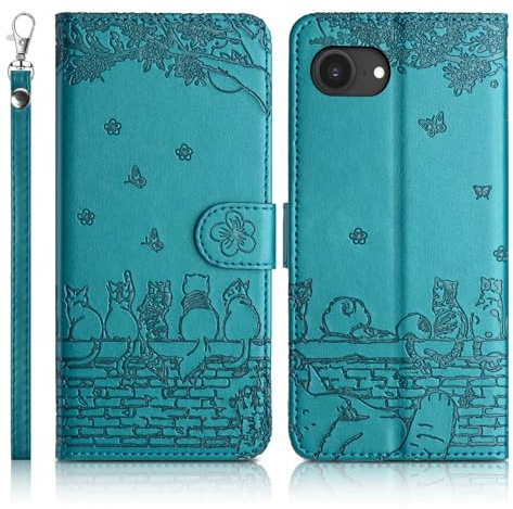 Succtopy Fodral för iPhone 17e Premium PU Läder Flipp Plånbok Book Fodral Stativ Kortplats Kortstängning Magnetisk Skyddshölje Fodral för iPhone 17e Blå