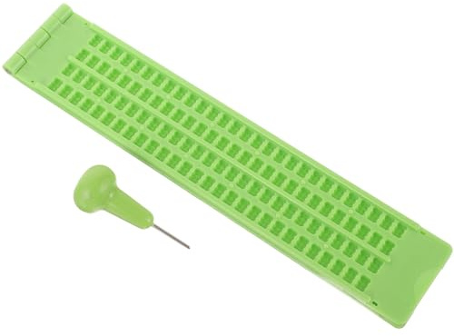 BESTOMZ Piastra Braille in Plastica 4 Linee 28 Celle Punteruolo per Scrittura Facile e Struttura Semplice per Non Vedenti