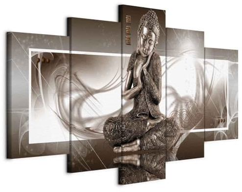 murando - Bilder Buddha 200x100 cm Vlies Leinwandbild 5 tlg Kunstdruck modern Wandbilder XXL Wanddekoration Design Wand Bild - Statue Ornament Abstrakt 020113-266