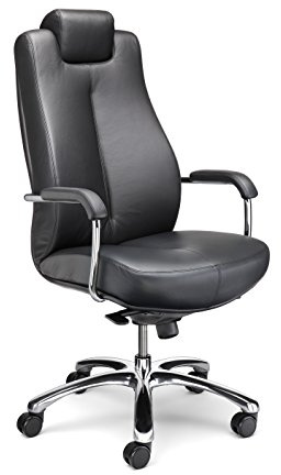 TOPANBIETER 999 Premium Schwerlast Chefsessel aus Echtleder Schwarz - Ergonomischer Bürostuhl mit Synchronmechanik, Bis 150 kg