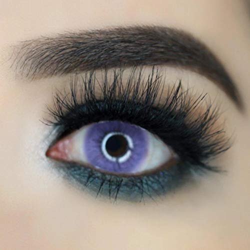FreshTone Lentilles De Contact De Couleur Pure Violet 1 Ton Kit De Rangement Boitier Pince et applicateur Offert 12 Mois sans correction