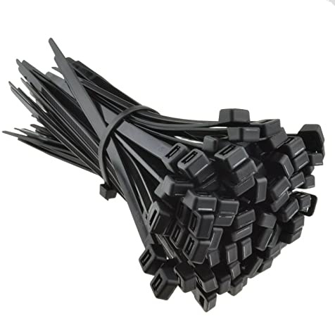 Trimming Shop 200 Pack 250mm x 4.8mm Black Zip Ties - Nylon Cable Wraps | Heavy Duty Cable Wraps - Holds Items Together - For Tying, Fastening, Strapping - Arts and Crafts, Industrial Work, Home Use