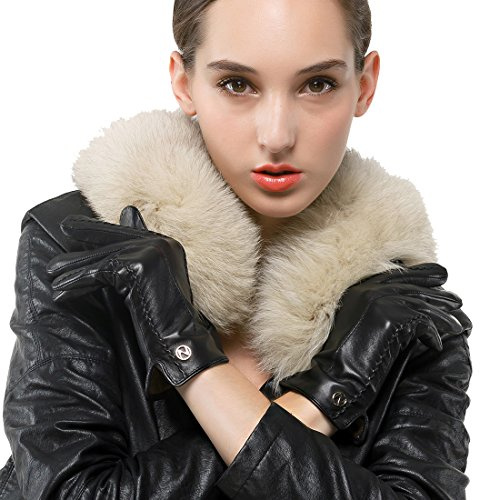 Nappaglo Damen klassische Handschuhe aus echtem Nappaleder Reines Kaschmir-Futter Winter Warm Handschuhe