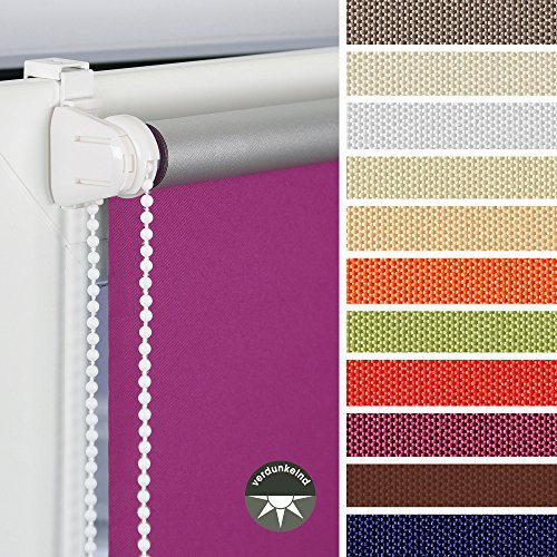 Klemmfix-Rollo Verdunklung mit Thermobeschichtung inkl. Klemmträger 080 x 150 rot, Verschiedene Größen und Farben