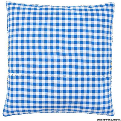 Vervaco Dorso per Cuscino Punto Croce Blu Retro per Cuscino con Zip 45 x 45 cm Fodera Posteriore per Rifinire Lavori di Ricamo Accessorio per Hobbistica Set Fai da Te Creativo Materiali Creativi