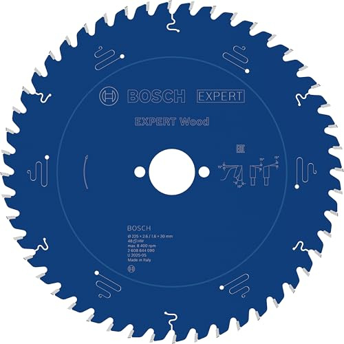 Bosch 1x EXPERT Wood cirkelsågklinga till bordssågar | för Mjukt trä, Hårt trä, Ø 225 mm, Tillbehör Nätdriven bordscirkelsåg, Stationär bordssåg
